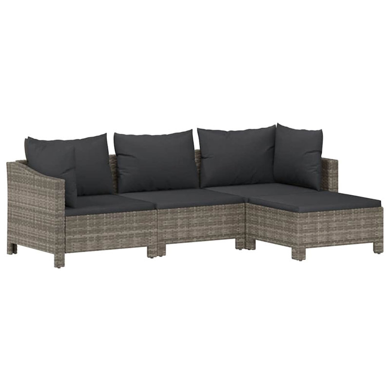 Ensemble de salon de jardin en rotin gris moyen et durable