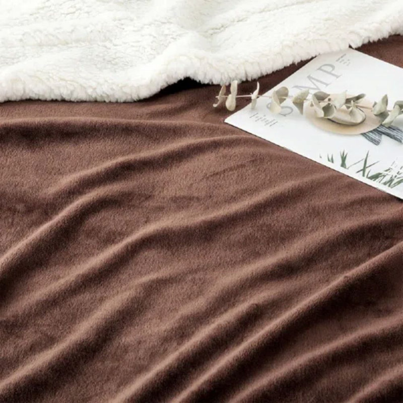 Kaylie Soft Sherpa Fleece Fur Thick Dual Sided Reversible Blanket Throw, Coffee, 130cm x 150cm