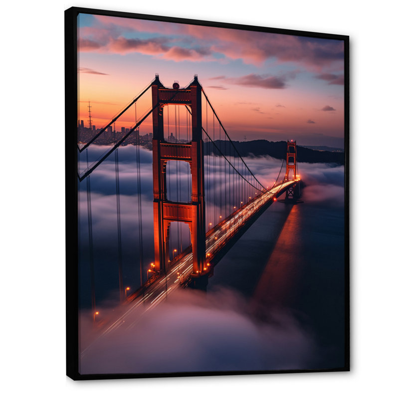 San Francisco Golden Gate Dream I - Californie, art mural, Cadre flottant noir, H 32 po x l 24 po x P 1 po