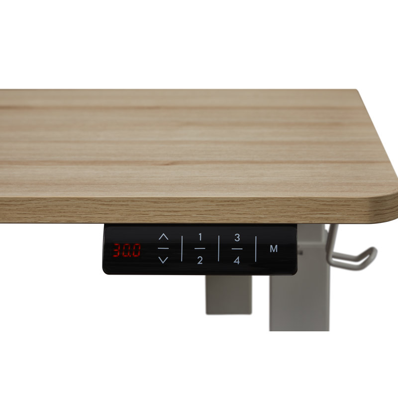 Bureau debout à hauteur réglable électrique Larreon, Naturel / blanc, H 47,2 po x l 48 po x P 24 po