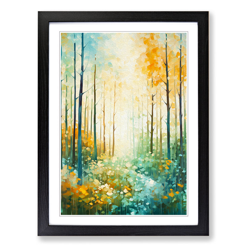 Spring Forest No.2 - Single Picture Frame Print on Wood, Black Framed, 46cm H x 34cm W