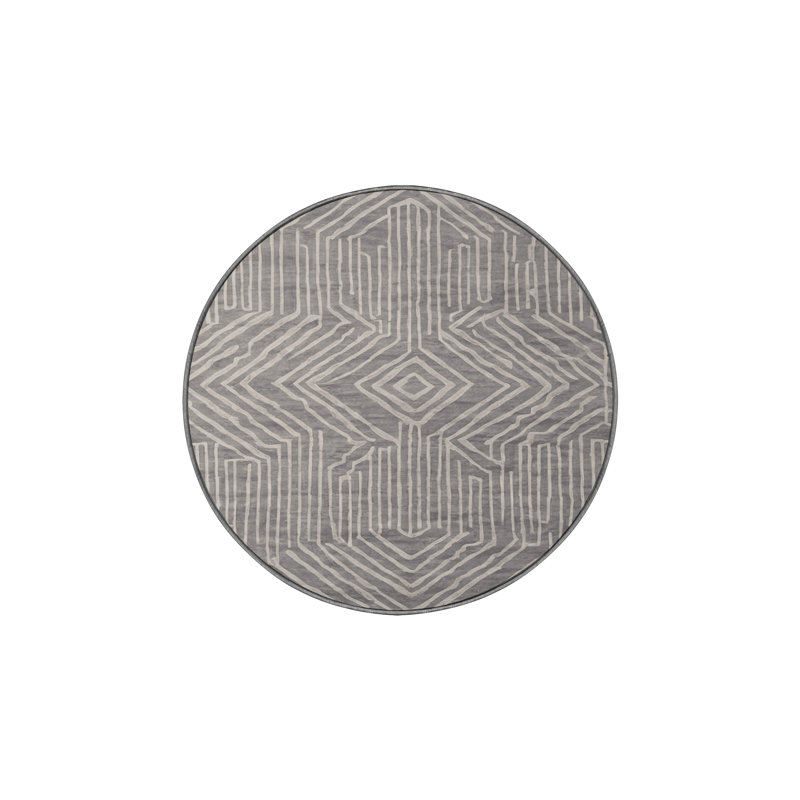 Machine Washable Gray Area Rug, Round 6'