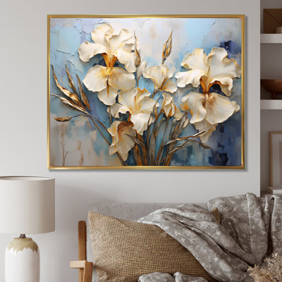 " Beige And Gold Minimalism Irises "