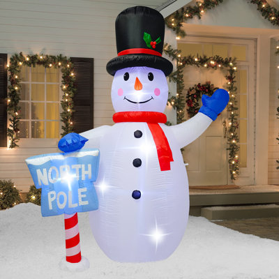 Bonhomme de neige avec panneau gonflable