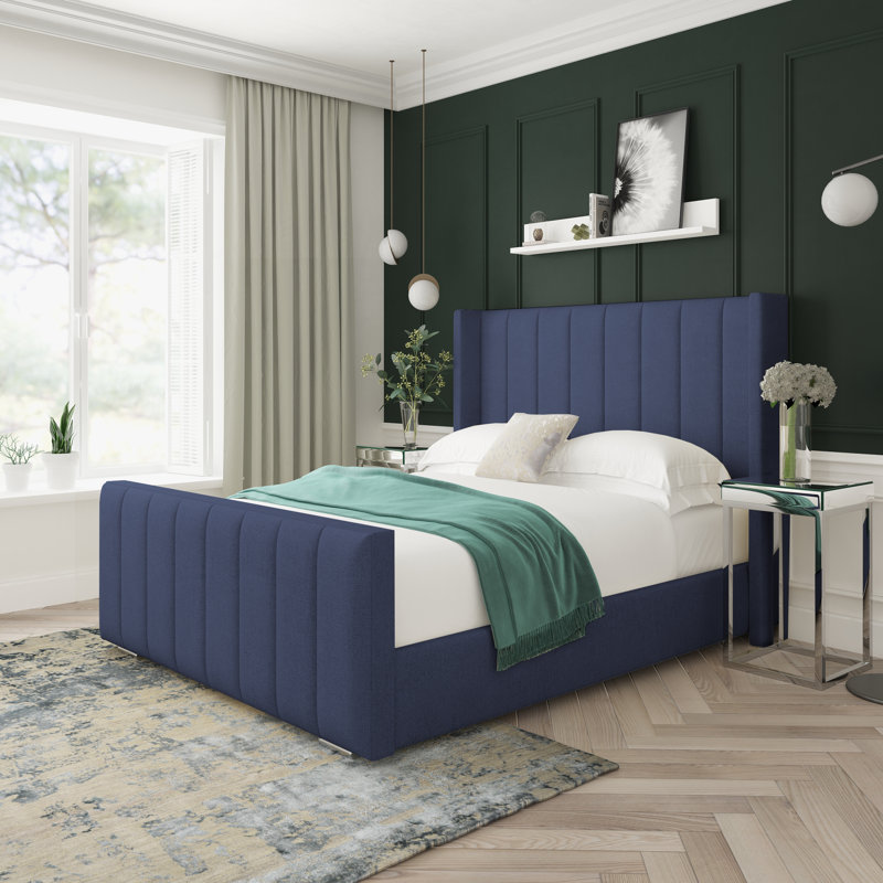 Willow Wool Upholstered Bed Frame, Sapphire, Small Single (2'6)
