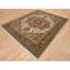 7'9"x9'9" Ivory Heris Medallion Design Pure Wool Hand Knotted Rug 526DFA0EE66D4C96BDF03DAF48E27377