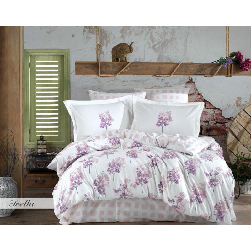 Ensemble de housse de couette 100% coton Crumley, Housse de couette double TG + 3 pièces supplémen