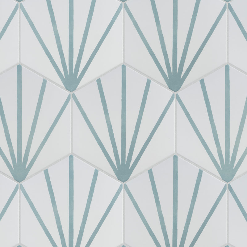Horizon Dawn Hex 7-3/4" x 9" Porcelain Floor and Wall Tile, Aguamarina