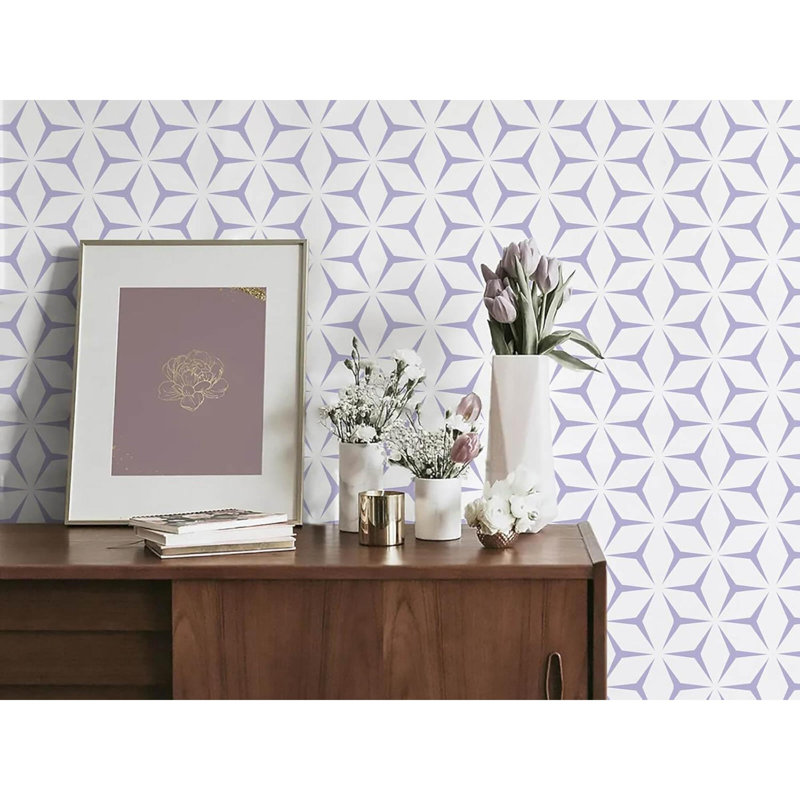 Adhésif mural autocollant Boho, Mauve / blanc