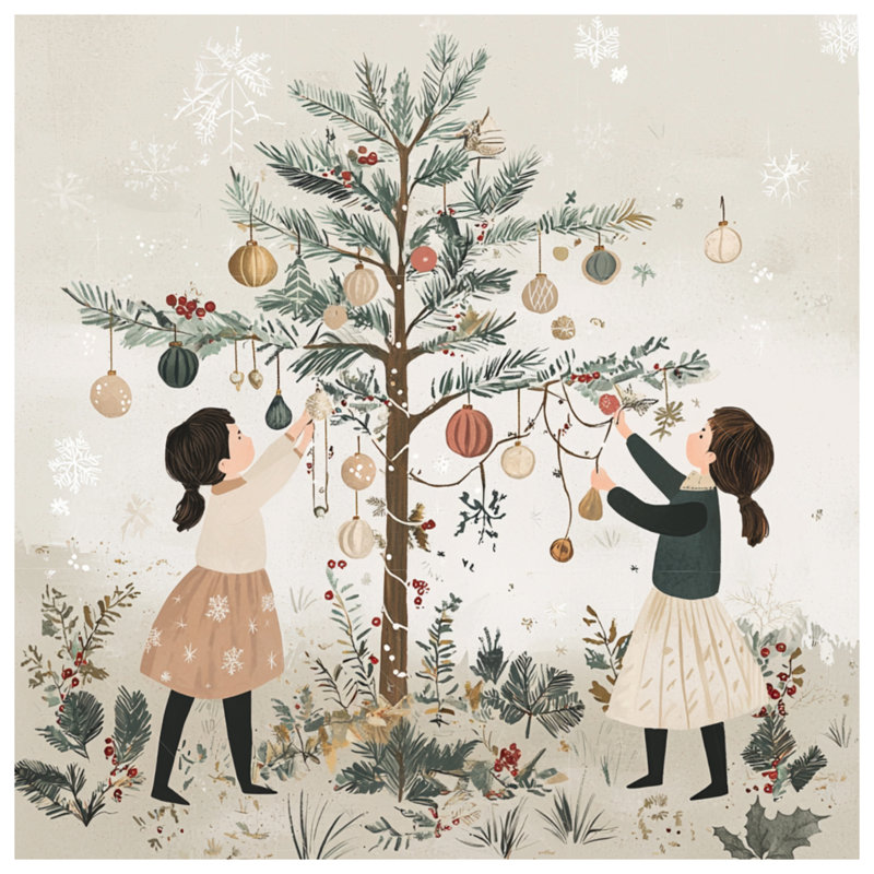 Édredon de Noël avec literie de Noël scandinave, Très grand lit