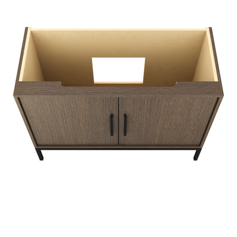 Rift White Oak Single Bath Vanity, 48", Smoked Modern, Matte Black
