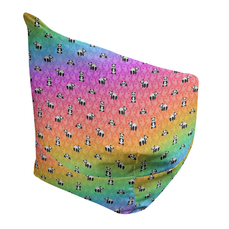 Sac de pois Kitterman, H 27 po x l 30 po x P 25 po, Housse de pouf, Orange clair / rose / vert