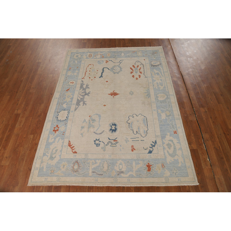 Vegetable Dye Handmade Oushak Turkish Rug 7