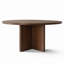 60 Inch White Oak Veneer Round Pedestal Dining Table-127141786