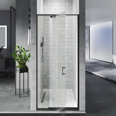 Porte de douche pivotante de qualité supérieure avec cadre en verre trempé transparent de 28 po à l 32 po x H 72 po