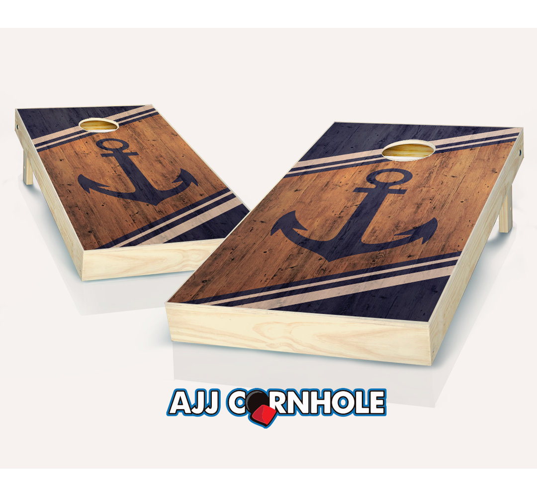 2' x 4' Anchor Solid Wood Cornhole Set with Bags AJJ Cornhole 