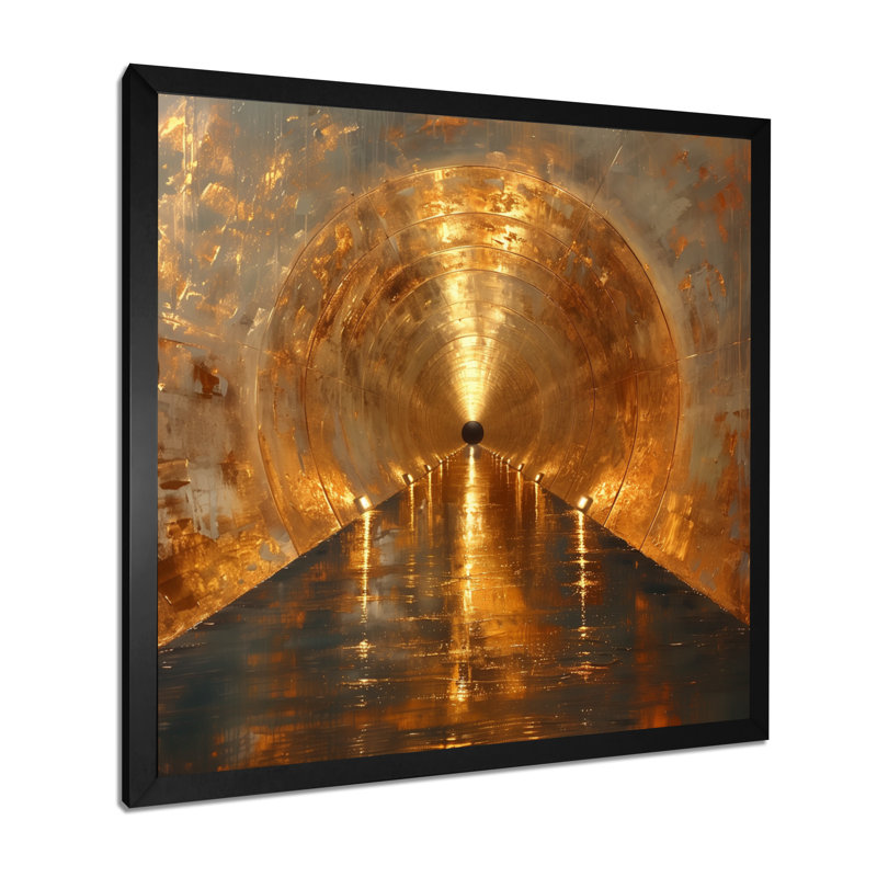 Or noir et lumineux, Tunnels I - reproduction d'art mural, H 36 po x l 36 po x P 1,5 po, Cadre simple noir, bois massif