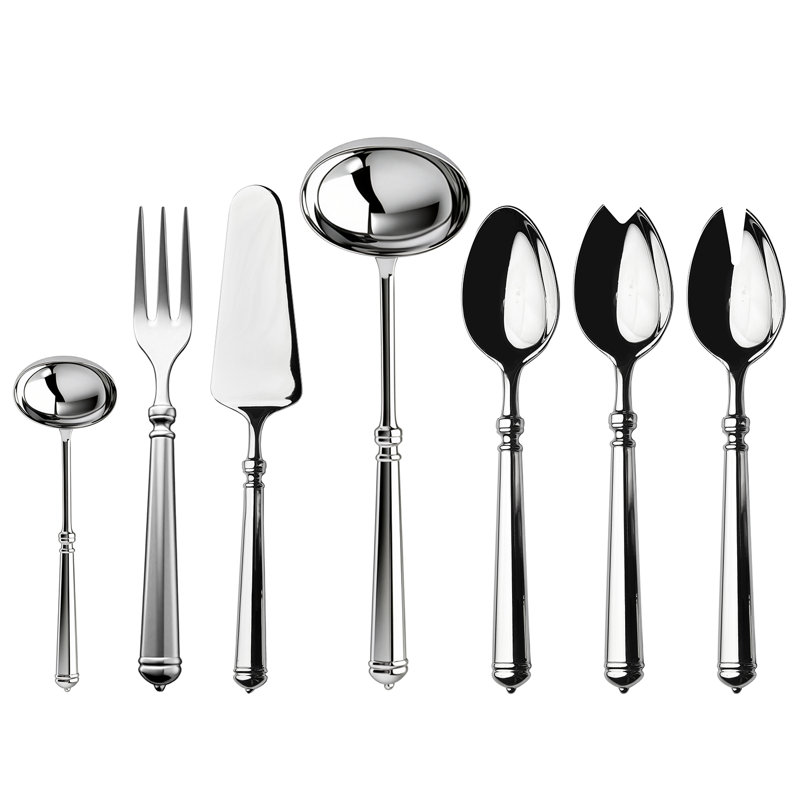 Luce Serving Set - 7 Pieces - Silver - Mirror, Silver