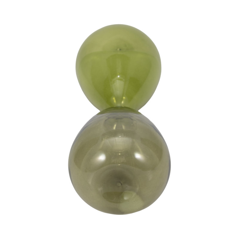 Decorative Glam Glass Hourglass Sculpture for Office Decor - Modern Object Accent for Bedroom Styling, Living Room Tabletop or Home Decoration - Green