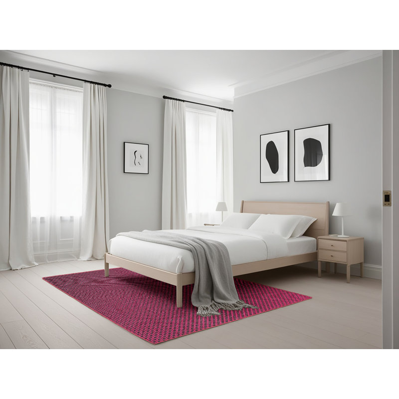 Tapis mauve à motifs/noir de zone, Rectangle 5 pi x 7 pi