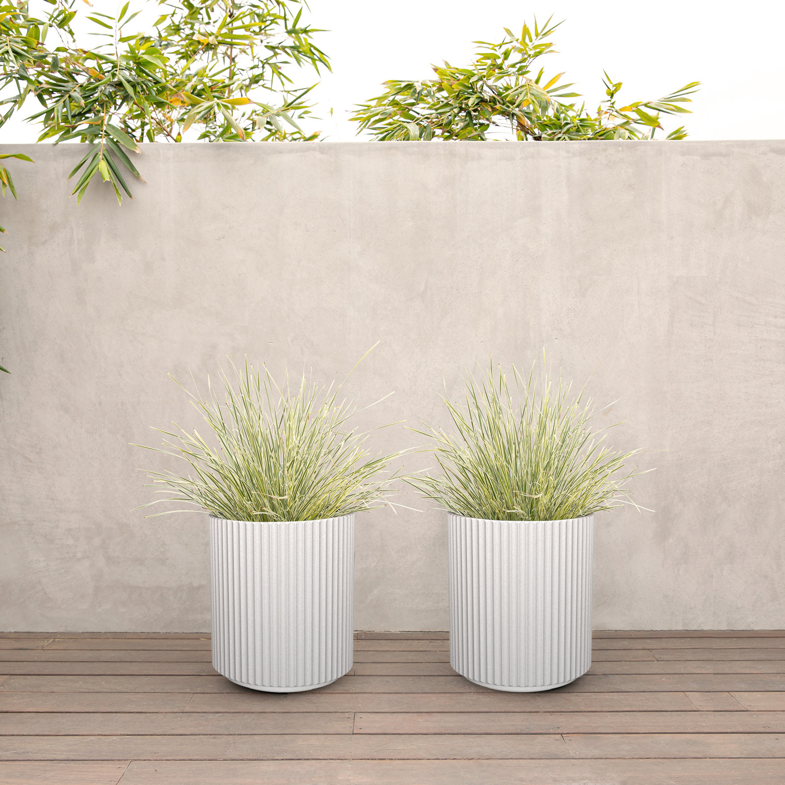 Demi Series 19" Pot Planter, 2, White, 16" H x 14.75" W x 14.75" D