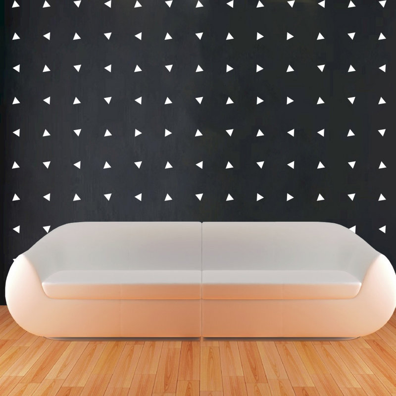 Décalcomanie murale motif triangle, H 8 po x l 8 po x P 0,01 po, Blanc