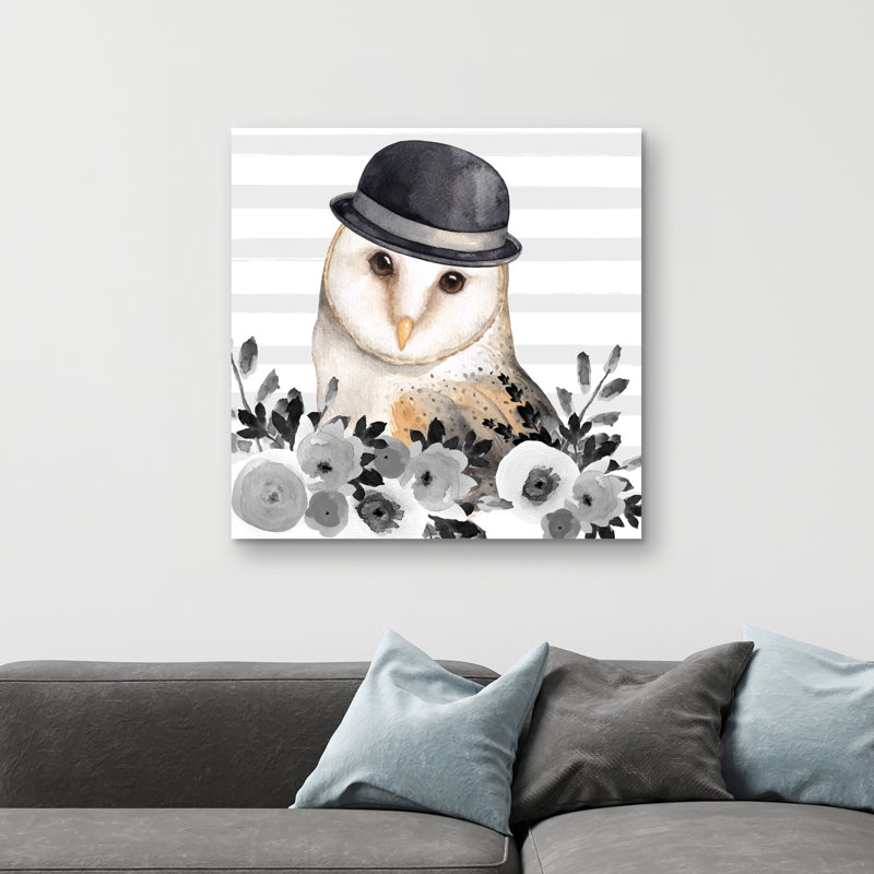 Owl detective - 32"x32" art on canvas