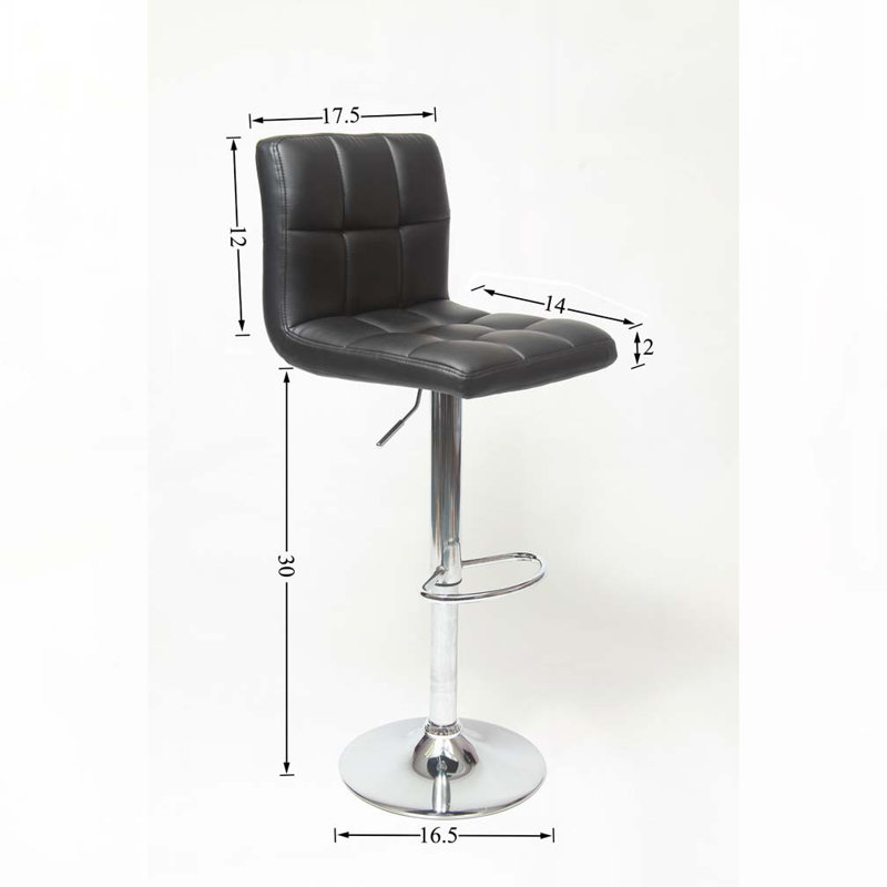 Ensemble de tabourets de bar pivotants réglables en similicuir avec base en métal, Noir