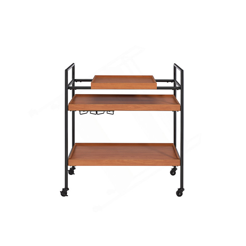 Serving Cart With Stemware Rack, Perfect For Entertaining And Enhancing Your Home Bar Experience.