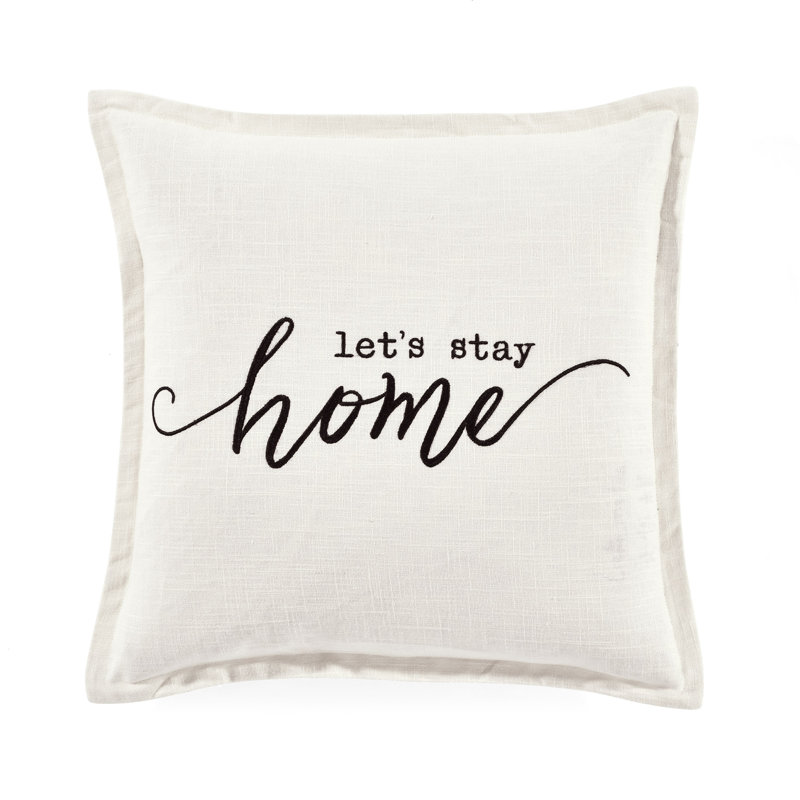 Medium Off-White Cotton Embroidered Decorative Pillow