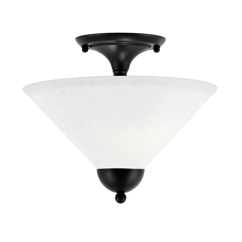 Magar Semi-Flush 2 Bulbs With 12" Glass, White Muslin, Matte Black 