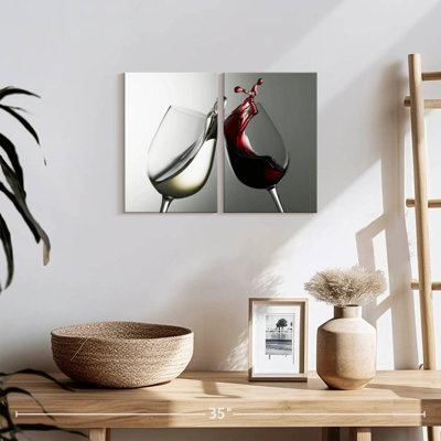 Blanc et vin rouge - Ensemble de 2 toiles tendues