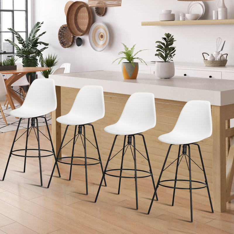 Tabouret de bar et de comptoir pivotant Lehman, Blanc, Tabouret de bar (siège d’une hauteur de 30 po)