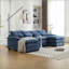 Canapé modulaire, grand canapé en chenille moderne en U pour le salon | Bleu marine | Chenille