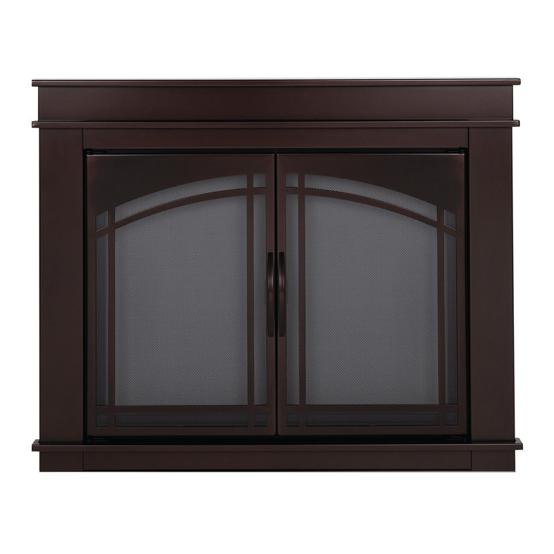 Portes de foyer en acier Guion, Moyen (H 31 po x l 38,75 po x P 1,57 po), Bronze huilé