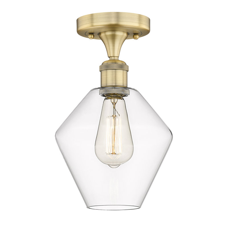 Plafonnier encastré Amylea, Transparent, Laiton brossé, H 10,63 po x l 8 po x P 8 po