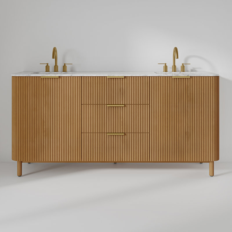Kensington 72" Bathroom Vanity in Fluted Birch, Reeded Birch