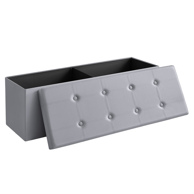 Banc de rangement avec repose-pieds 43 pouces, Gris clair