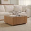 Table basse carrée avec tiroirs de rangement, table basse moderne en bois avec plateau en verre, tables de centre de table de thé pour le salon