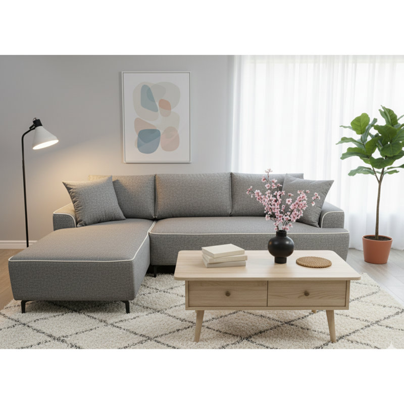 3 Seater Sofa Bed, Right Hand Facing, Grey