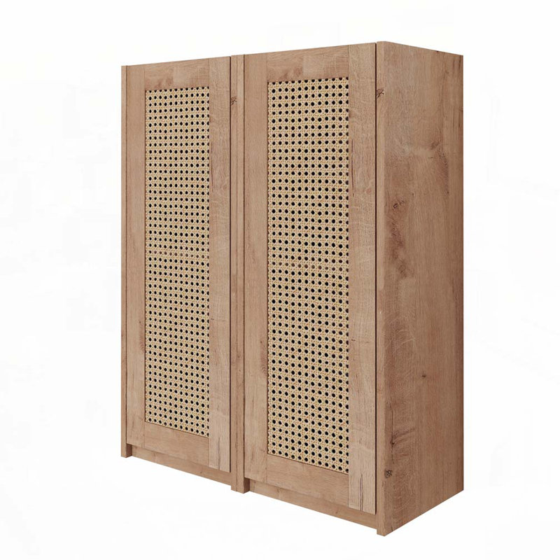 Armoire de salle de bain en rotin, portes à fermeture douce, conception à fixation flottante