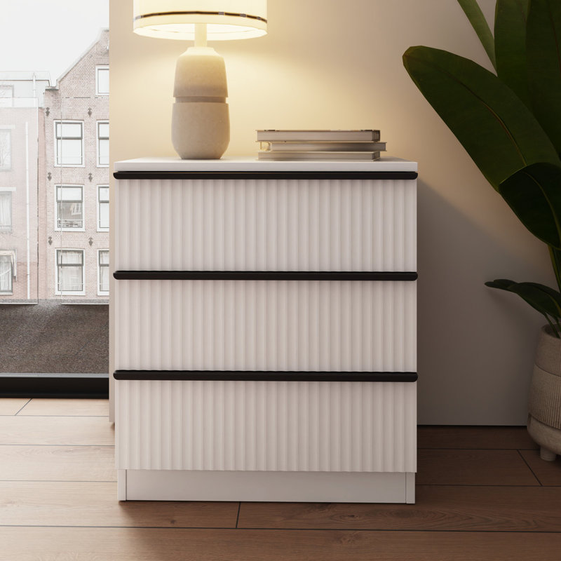Shanquil 60 W Ripple Ridged 3 Drawer Chest Of Drawers