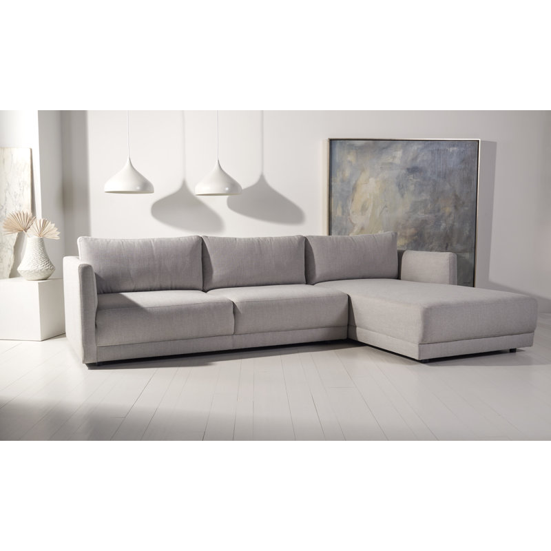 Kayden 2 - Piece Upholstered Chaise L-Sectional, Right Hand Facing, Light Gray Linen Blend