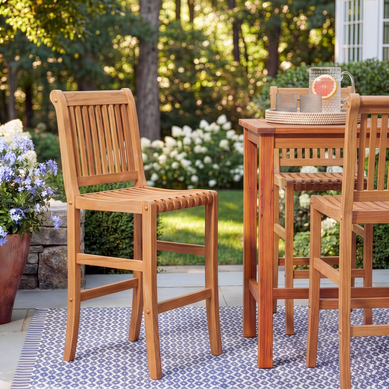 Brosky Teak Patio Bar Stool