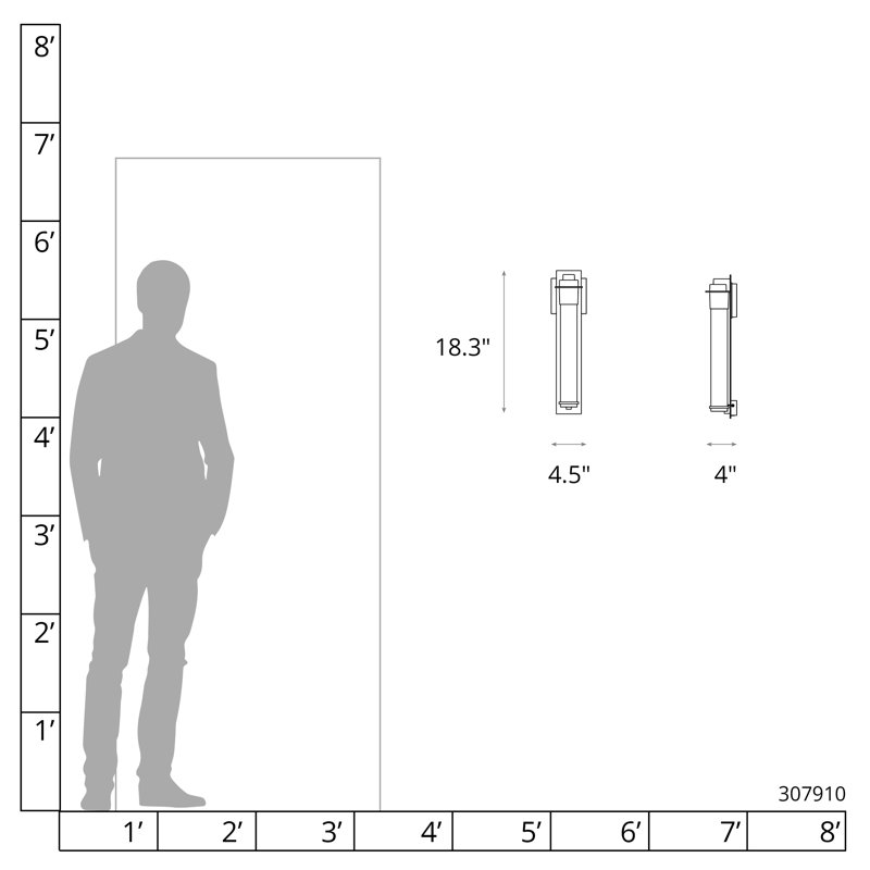Airis Outdoor Flush Mount, Coastal Oil Rubbed Bronze, 18.3" H x 4.5" W x 4" D, Seeded Clear