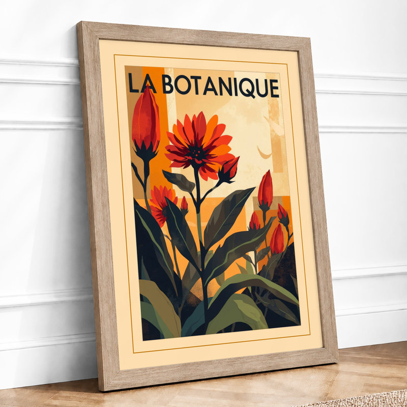 La Botanique Art Deco - Framed Print, A2 - 59.4 x 42.0 cm, Oak