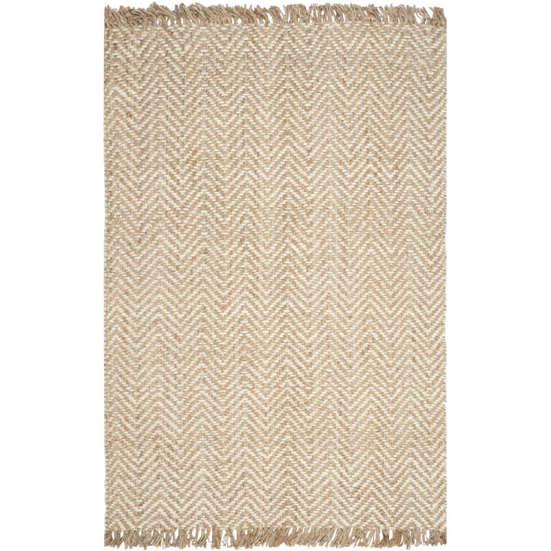Aerionna Natural Hand Woven Jute Chevron Rug, Rectangle 2'6" x 4'