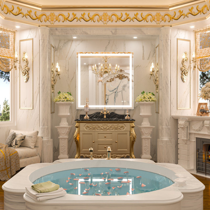 Miroir de salle de bain Lashaunte, 36 po x 36 po, Carré