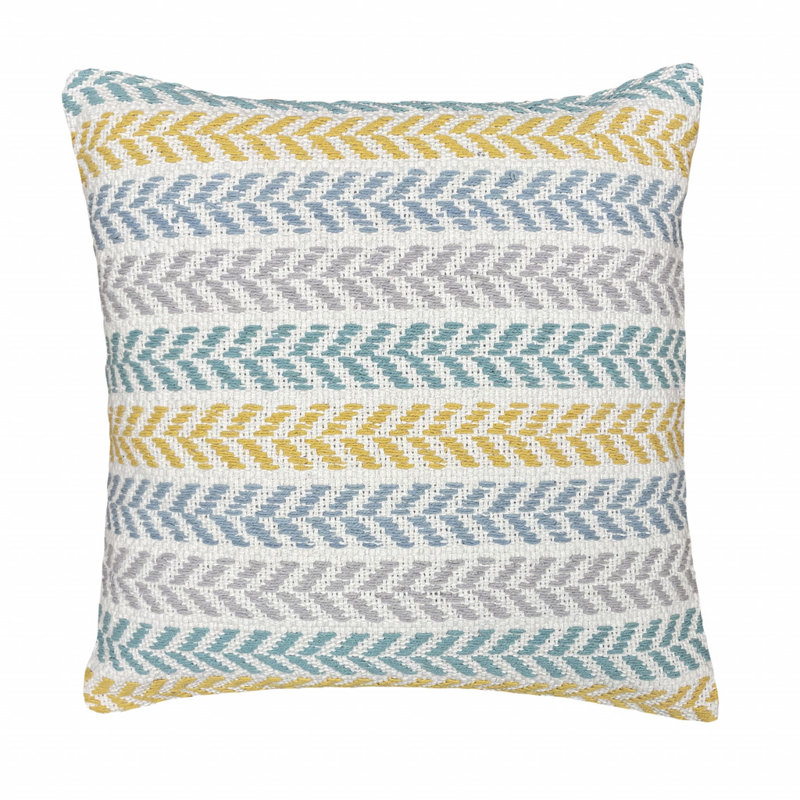 Oreiller à fermeture à glissière 100% coton 18 po x 18 po jaune et bleu sarcelle