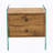 Double-drawer bedside table. The board surface is MDF with wood grain sticker, and both sides are transparent tempered glass. The design is simple and elegant, with excellent storage functions.